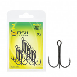 Крючок Сезон Рыбалки ТРОЙНОЙ с круглым поддевом, №2/0, покрытие BN уп. 6 шт
