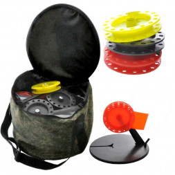 Жерлица с угл. стойкой в сумке с цвет. катушками d.85-90 10шт Три Кита